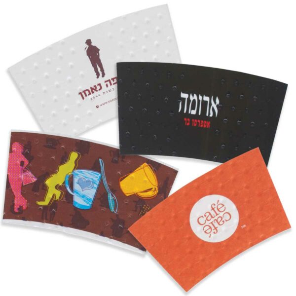⁦ידיות בידוד לכוסות שתיה חמה Coffee Hand - קופי הנד B לכוסות 400 - 500 מ״ל - 1000 יחידות⁩ – תמונה ⁦5⁩