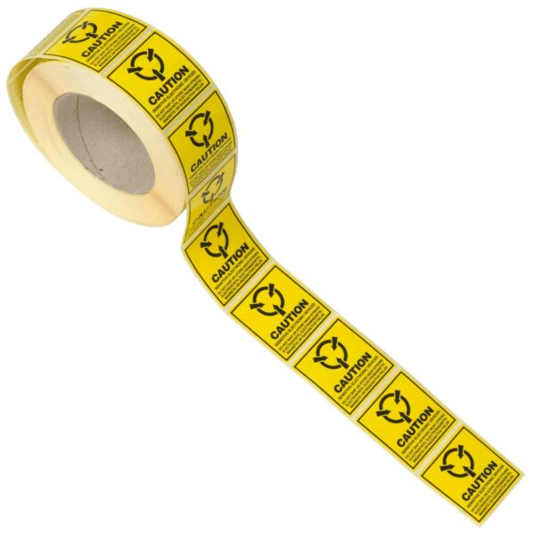 ⁦מדבקות אזהרה - אנטי סטטי - 51X51 מ״מ - גליל 1000 מדבקות⁩ – תמונה ⁦2⁩
