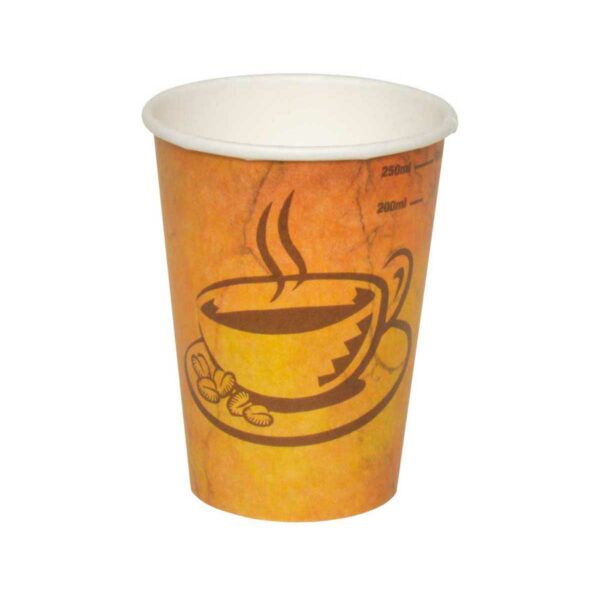 כוסות נייר לשתיה חמה 250 מ״ל - סדרת Café Marble - קפה גרניט / מרבל