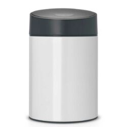 פח אשפה סלייד 5 ליטר לבן, מכסה שחור כולל תליה Brabantia לשירותים במשרד