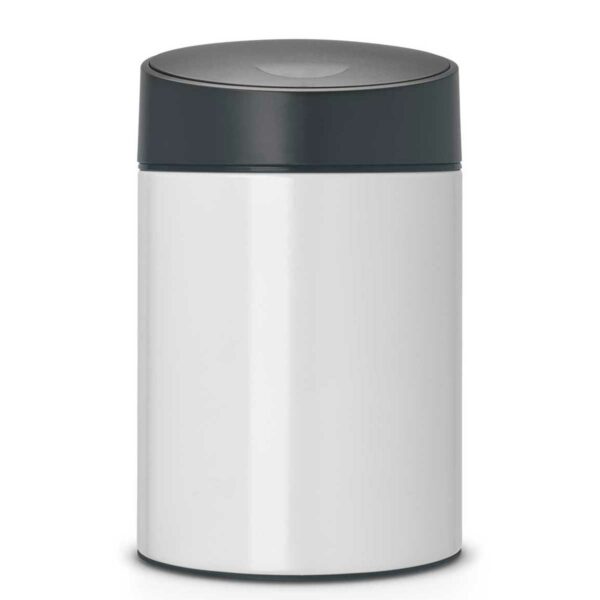 פח אשפה סלייד 5 ליטר לבן, מכסה שחור כולל תליה Brabantia לשירותים במשרד