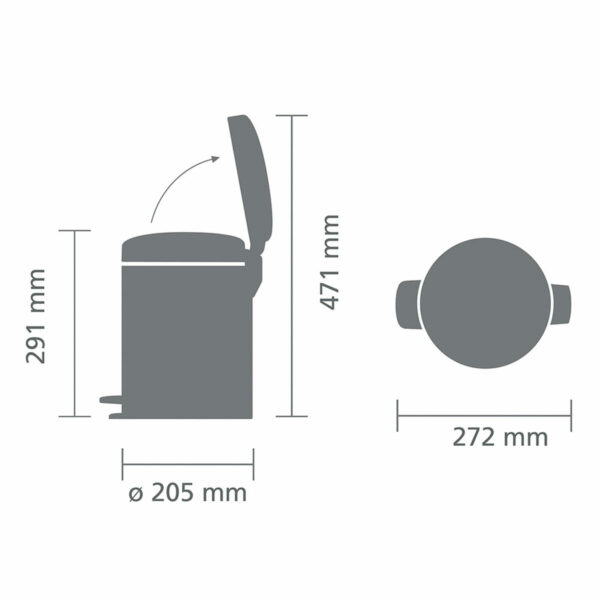 ⁦פח פדל 5 ליטר מט FPP ללא סימני ידיים Brabantia - NewIcon לשירותים במשרד - משלוח חינם⁩ – תמונה ⁦2⁩