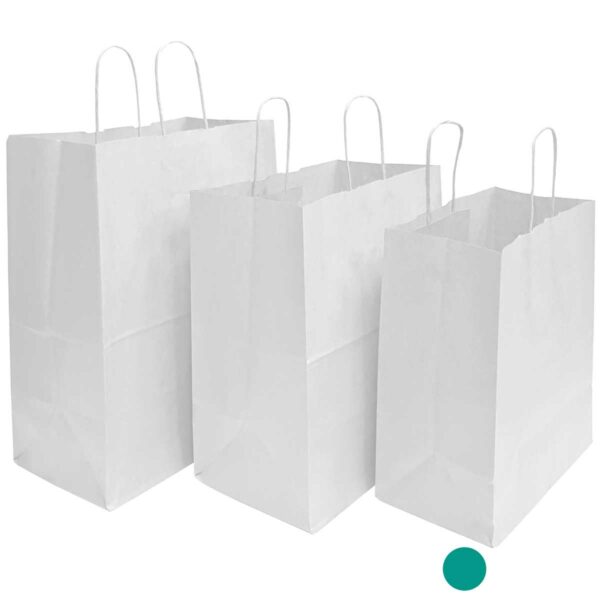 שקיות נייר עם ידיות למשלוחי מזון, לבן 28X30+15 - C1 ס״מ
