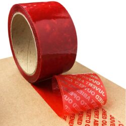 סרט דביק ביטחון מזהה פתיחה Tamper Evident Tape אדום 50 מ״מ 50 מטר